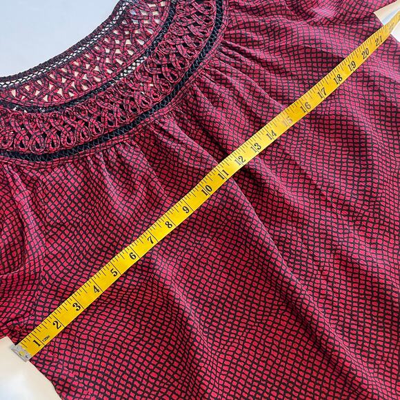 Coldwater Creek Celebration Blouse Womens XL Red & Black Checked Print Flowy Top - Picture 6 of 7